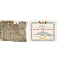 Phục hồi bằng khen cực khó giá 600.000, chưa khung.